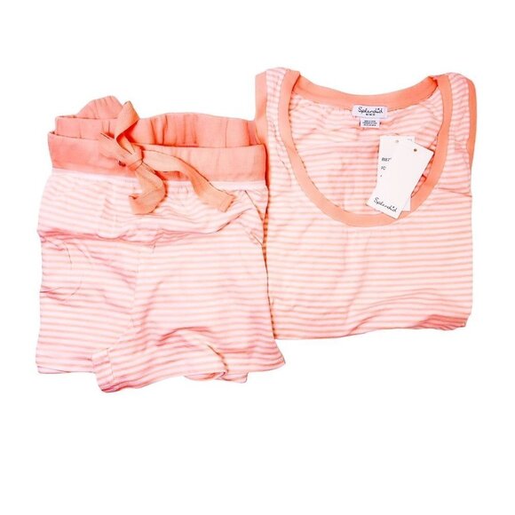 Splendid Womens Peach Striped Sleeveless PJS Tank Shortie pajama Sets Sz M NWT - Picture 5 of 9